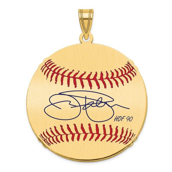 14K Gold Plated Jim Palmer Signature LG Enamel Baseball Pendant